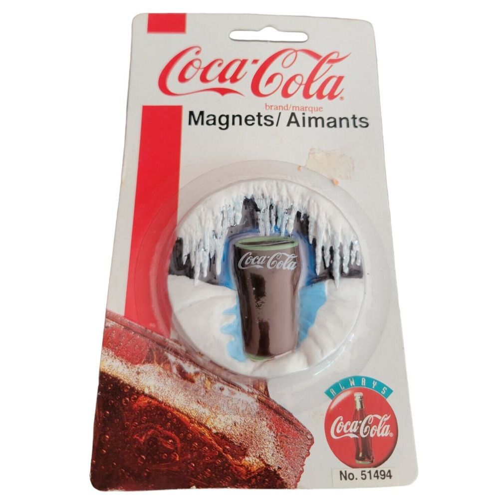 Vintage Coca Cola Button Fridge Magnet NOS 1995 No.51494